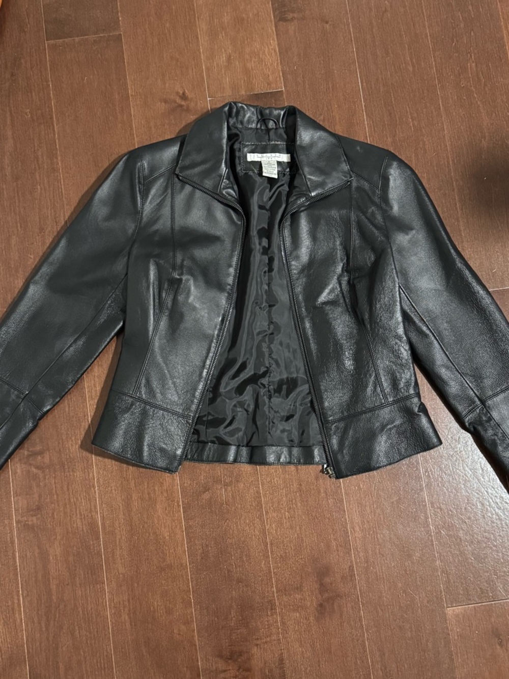 Black Leather Zip Jacket by Liz Claiborne